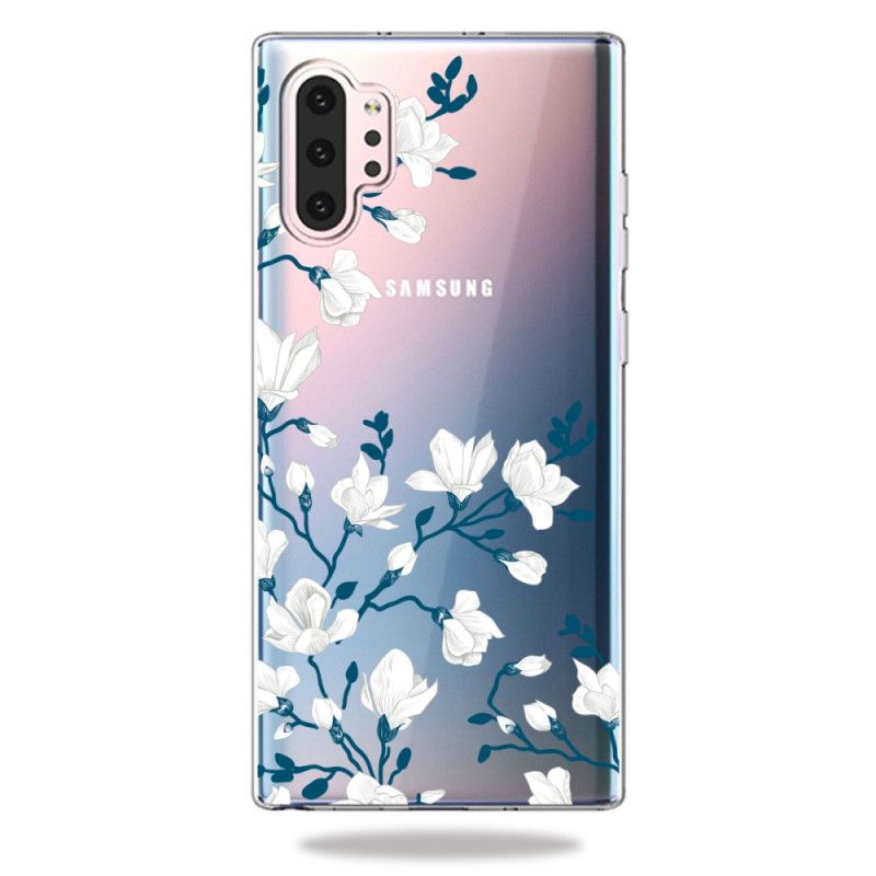 Hülle Samsung Galaxy Note 10 Plus Weiße Blüten