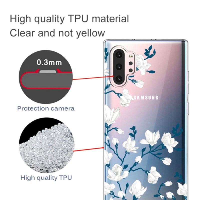 Hülle Samsung Galaxy Note 10 Plus Weiße Blüten