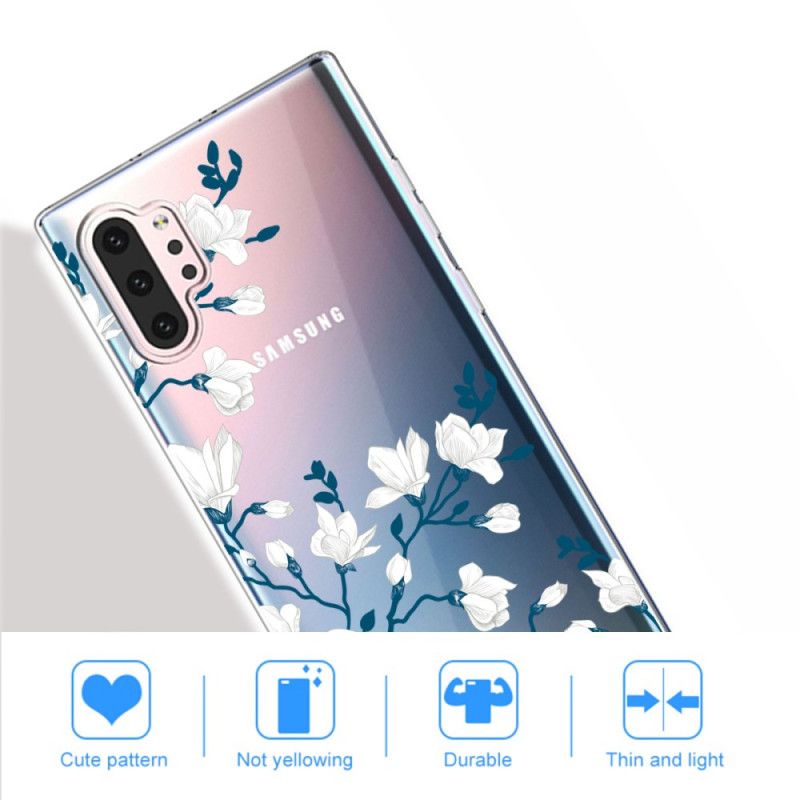 Hülle Samsung Galaxy Note 10 Plus Weiße Blüten