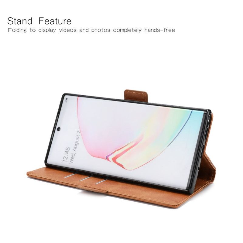 Lederhüllen Samsung Galaxy Note 10 Plus Braun Handyhülle Zweifarbiges Kunstleder