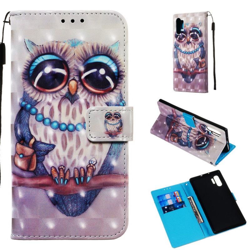 Lederhüllen Samsung Galaxy Note 10 Plus Handyhülle Miss Owl Mit Tanga