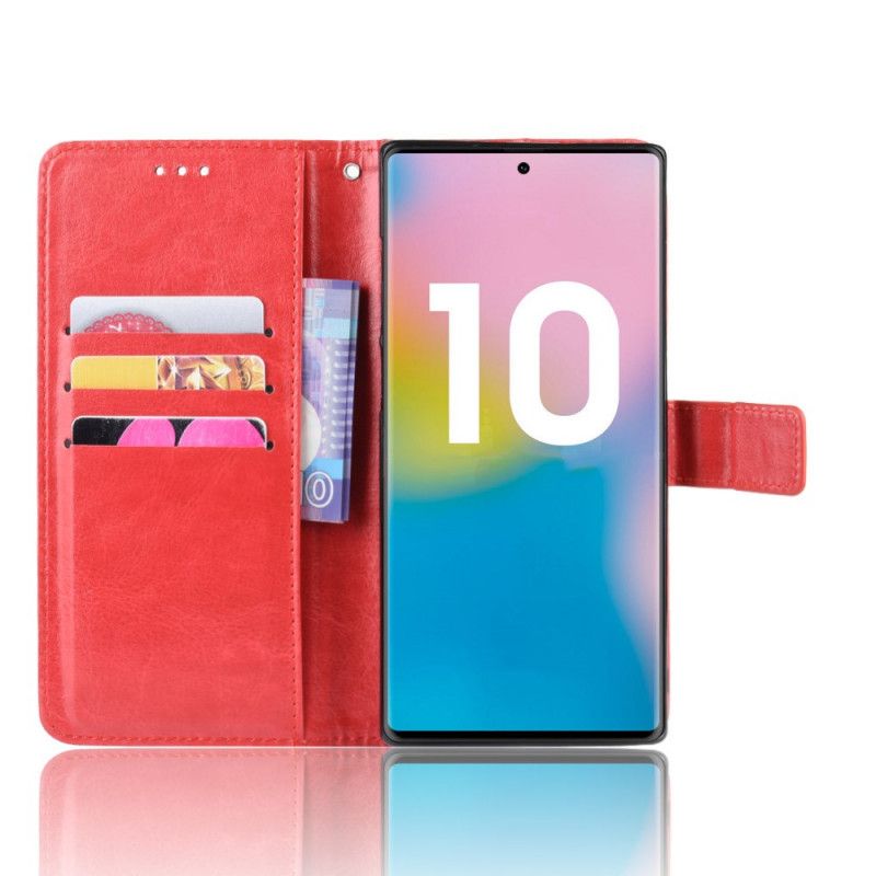 Lederhüllen Samsung Galaxy Note 10 Plus Schwarz Auffälliges Kunstleder