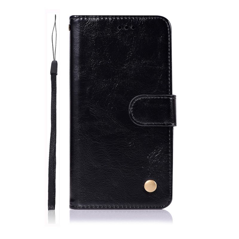 Lederhüllen Samsung Galaxy Note 10 Plus Schwarz Handyhülle Vintage Ledereffekt Mit Riemen