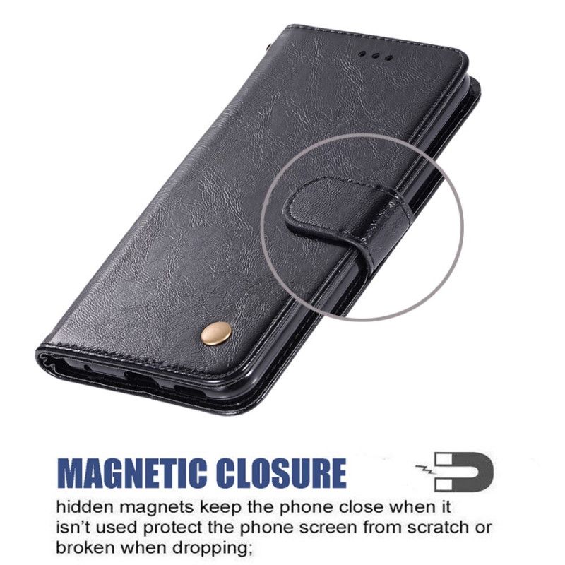 Lederhüllen Samsung Galaxy Note 10 Plus Schwarz Handyhülle Vintage Ledereffekt Mit Riemen