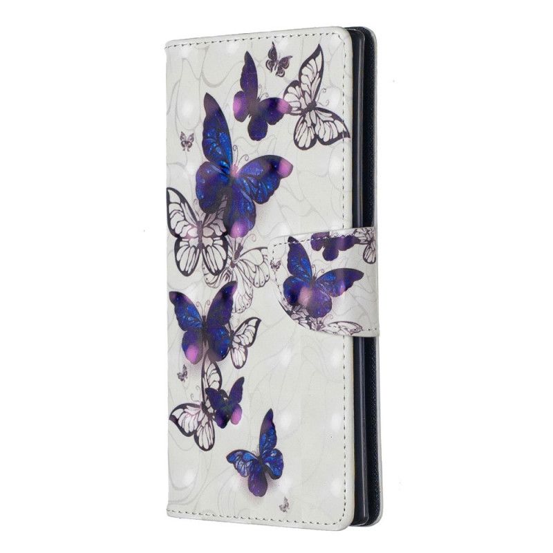 Lederhüllen Samsung Galaxy Note 10 Plus Weiß Könige Schmetterlinge