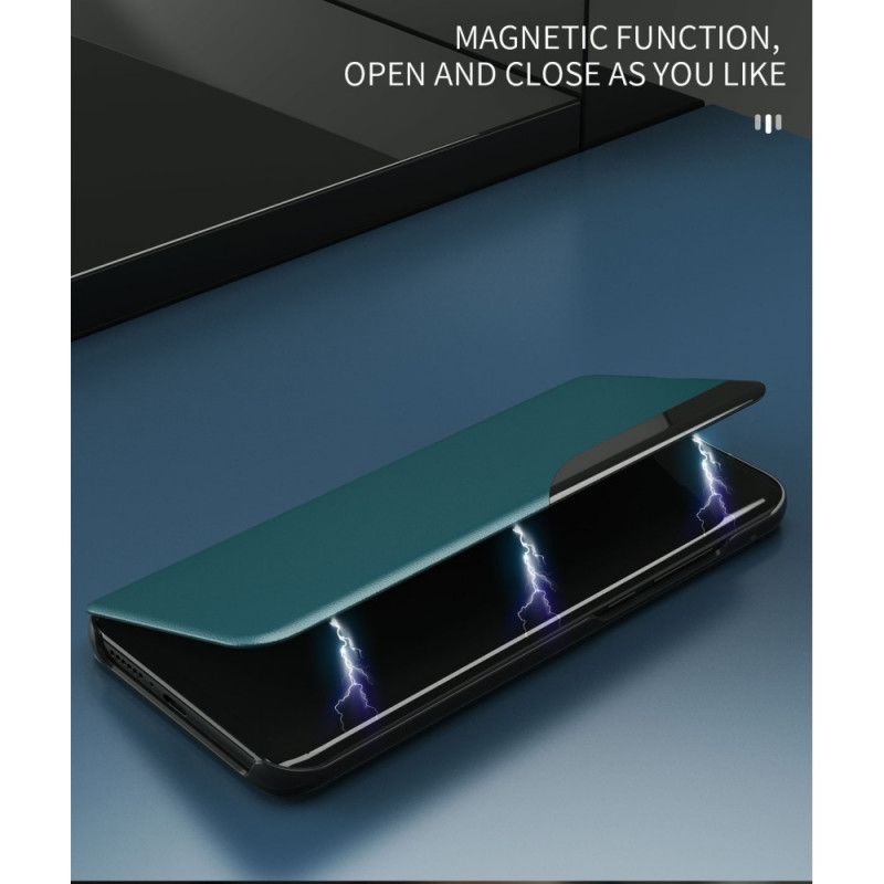 Ansichtsabdeckung Samsung Galaxy A12 Schwarz Strukturiertes Kunstleder