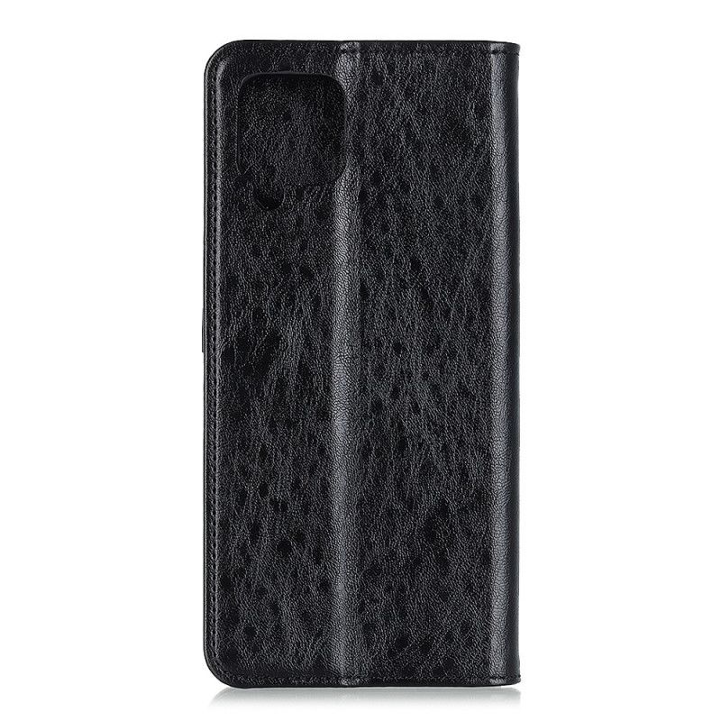 Flip Case Samsung Galaxy A12 Schwarz Geteilter Lederstil