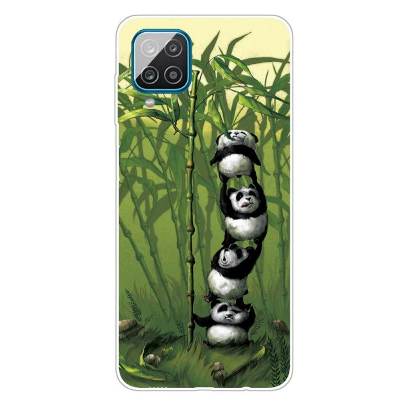 Hülle Für Samsung Galaxy A12 Grün Haufen Pandas