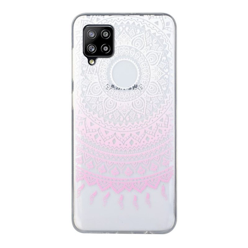 Hülle Für Samsung Galaxy A12 Pink Transparentes Buntes Mandala