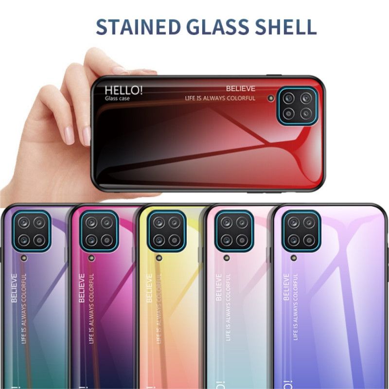Hülle Für Samsung Galaxy A12 Schwarz Hallo Gehärtetes Glas