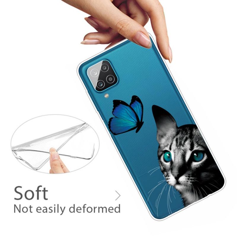 Hülle Samsung Galaxy A12 Handyhülle Katze Und Schmetterling