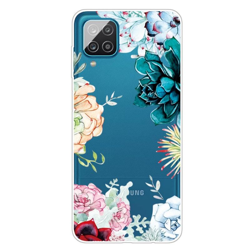 Hülle Samsung Galaxy A12 Handyhülle Transparente Aquarellblumen