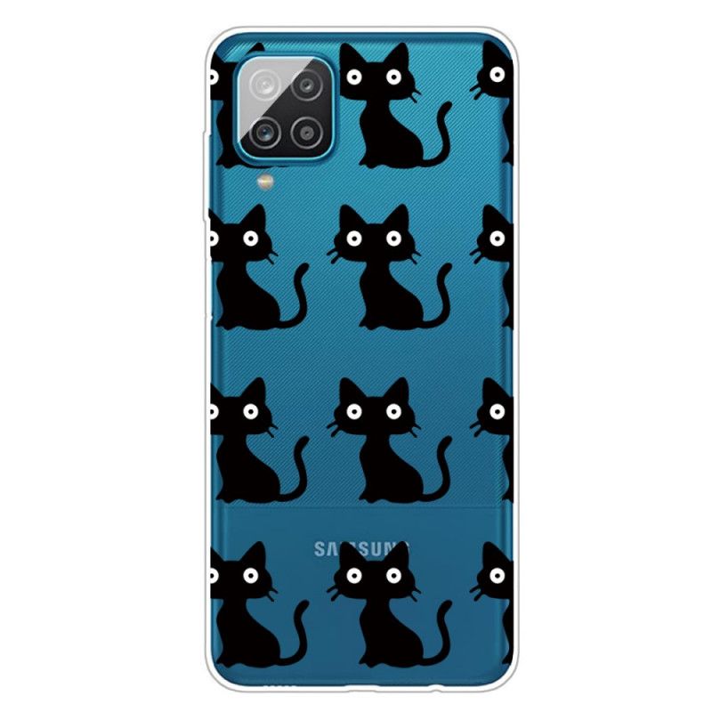 Hülle Samsung Galaxy A12 Mehrere Schwarze Katzen