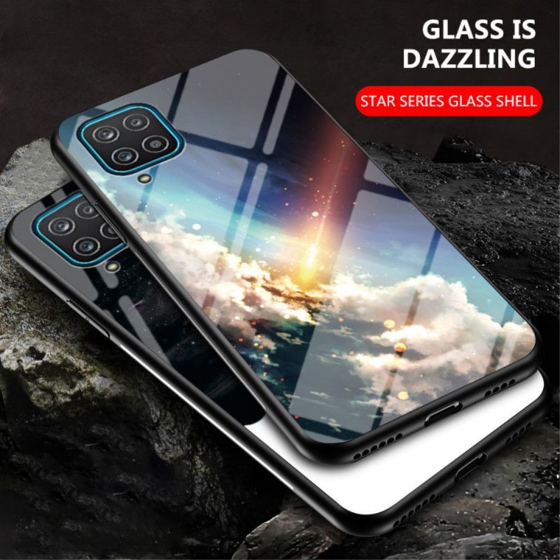 Hülle Samsung Galaxy A12 Schwarz Handyhülle Schönheit Gehärtetes Glas