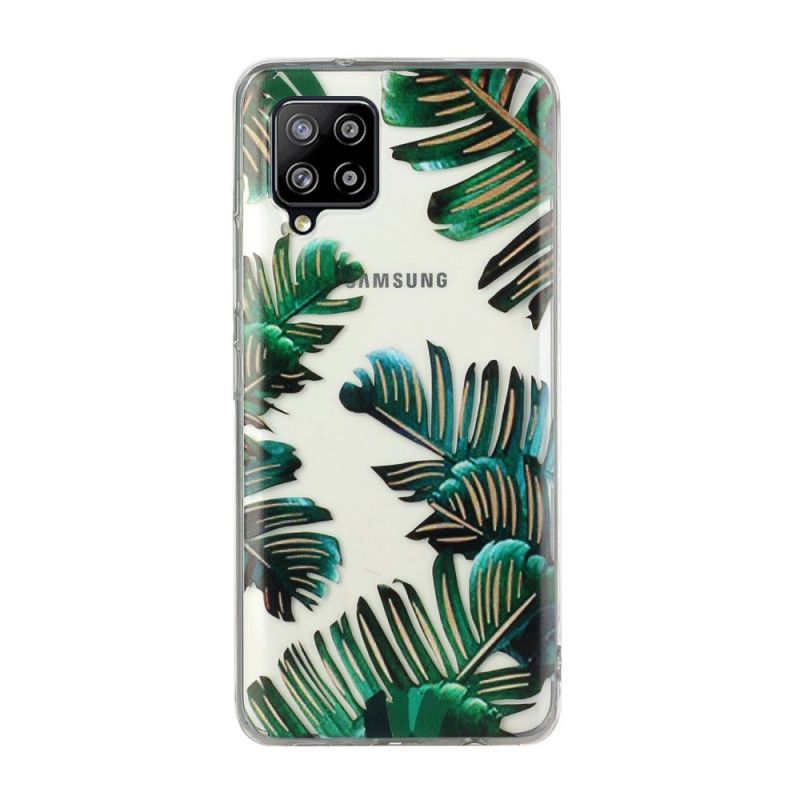 Hülle Samsung Galaxy A12 Transparente Grüne Blätter