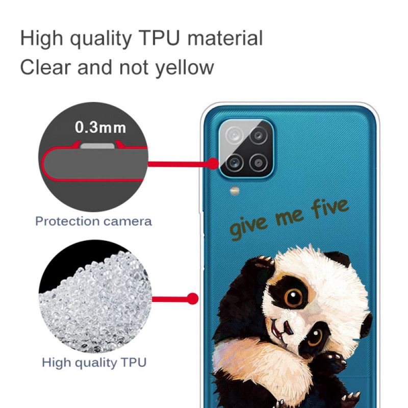 Hülle Samsung Galaxy A12 Transparenter Panda. Gib Mir Fünf