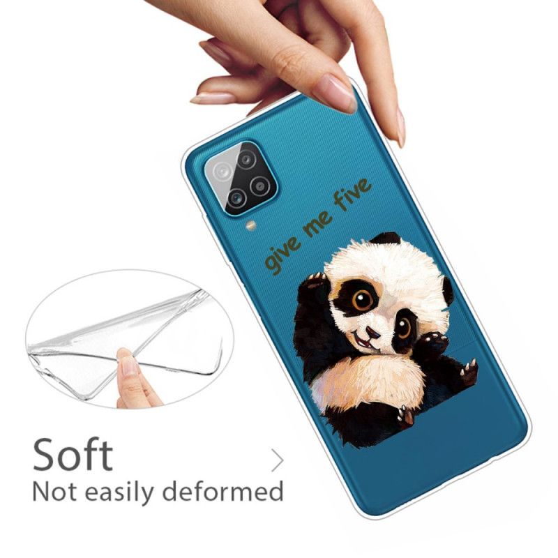 Hülle Samsung Galaxy A12 Transparenter Panda. Gib Mir Fünf
