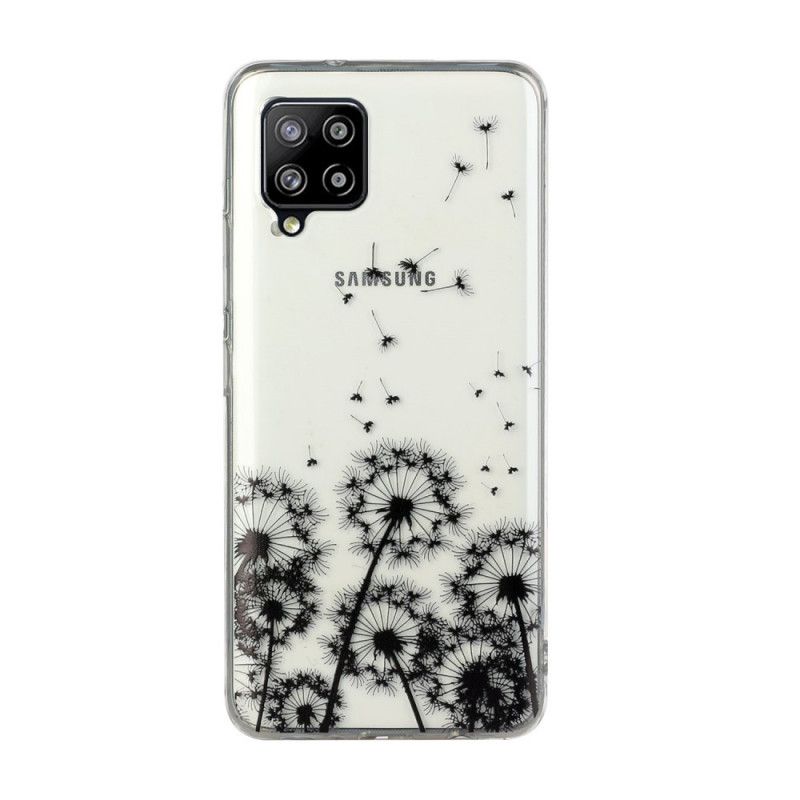 Hülle Samsung Galaxy A12 Transparenter Schwarzer Löwenzahn