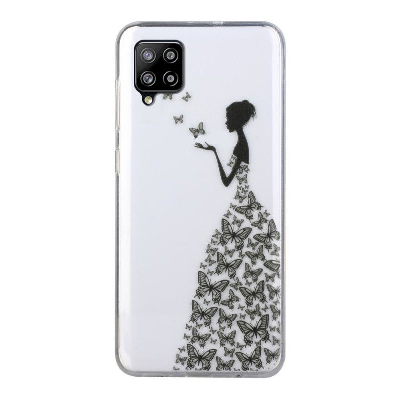 Hülle Samsung Galaxy A12 Transparentes Kleid Mit Schmetterlingen