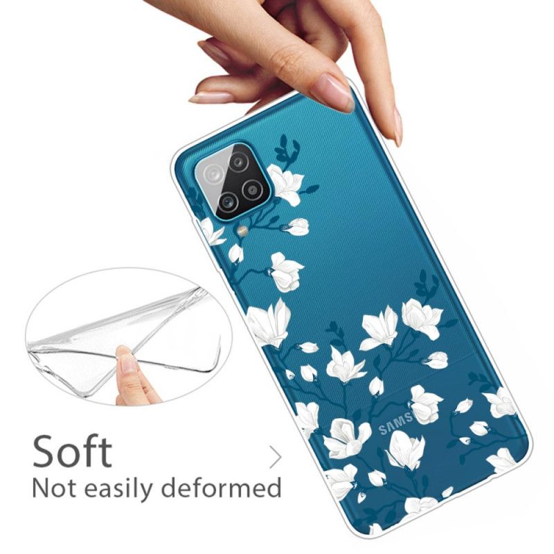 Hülle Samsung Galaxy A12 Weiße Blüten