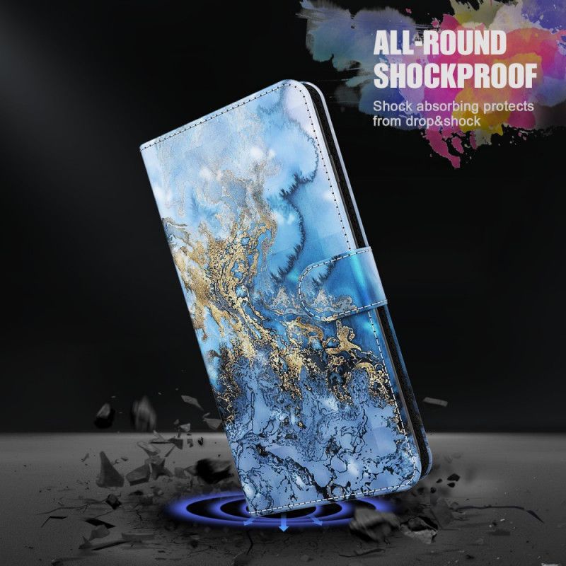 Lederhüllen Samsung Galaxy A12 Designer Marmor Lichtfleck Mit Riemen