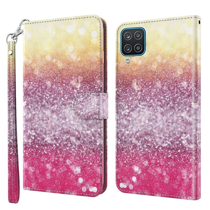 Lederhüllen Samsung Galaxy A12 Gradient Magenta Glitter
