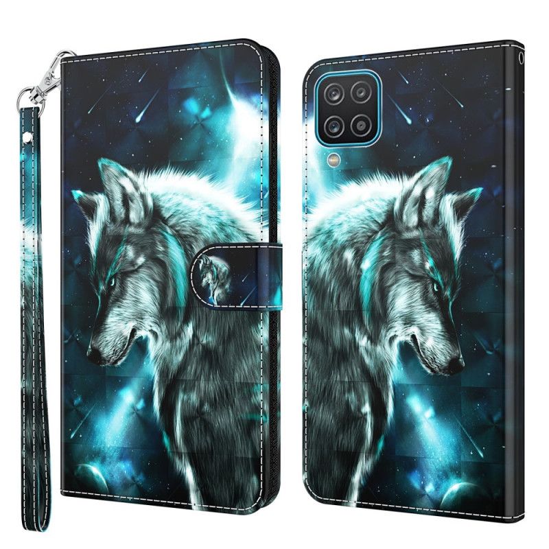 Lederhüllen Samsung Galaxy A12 Majestätischer Wolf