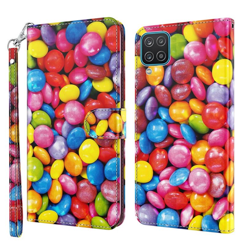 Lederhüllen Samsung Galaxy A12 Süßigkeiten Mit Riemen