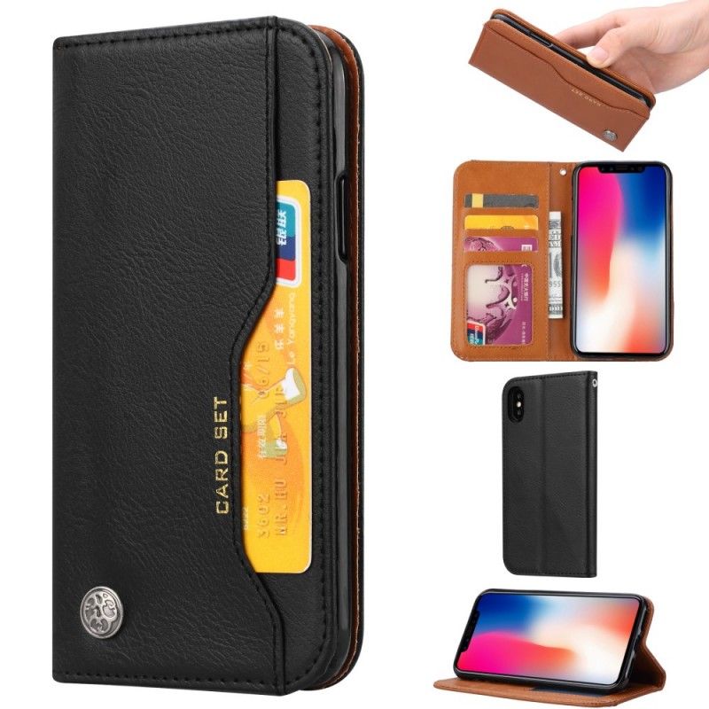 Flip Case iPhone XS Schwarz Kartenhalter Aus Kunstleder