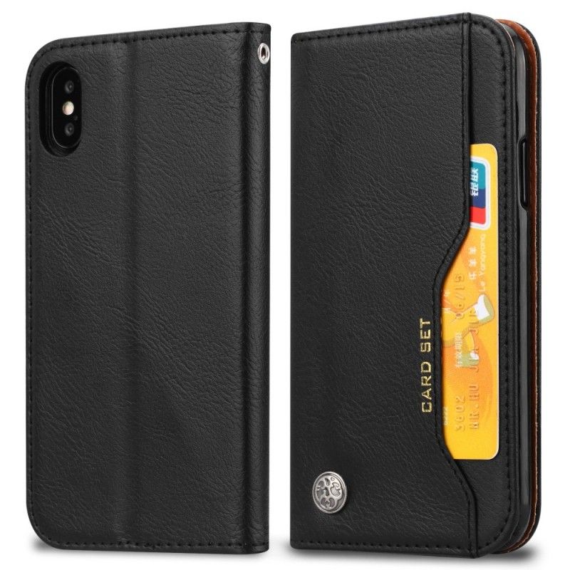 Flip Case iPhone XS Schwarz Kartenhalter Aus Kunstleder