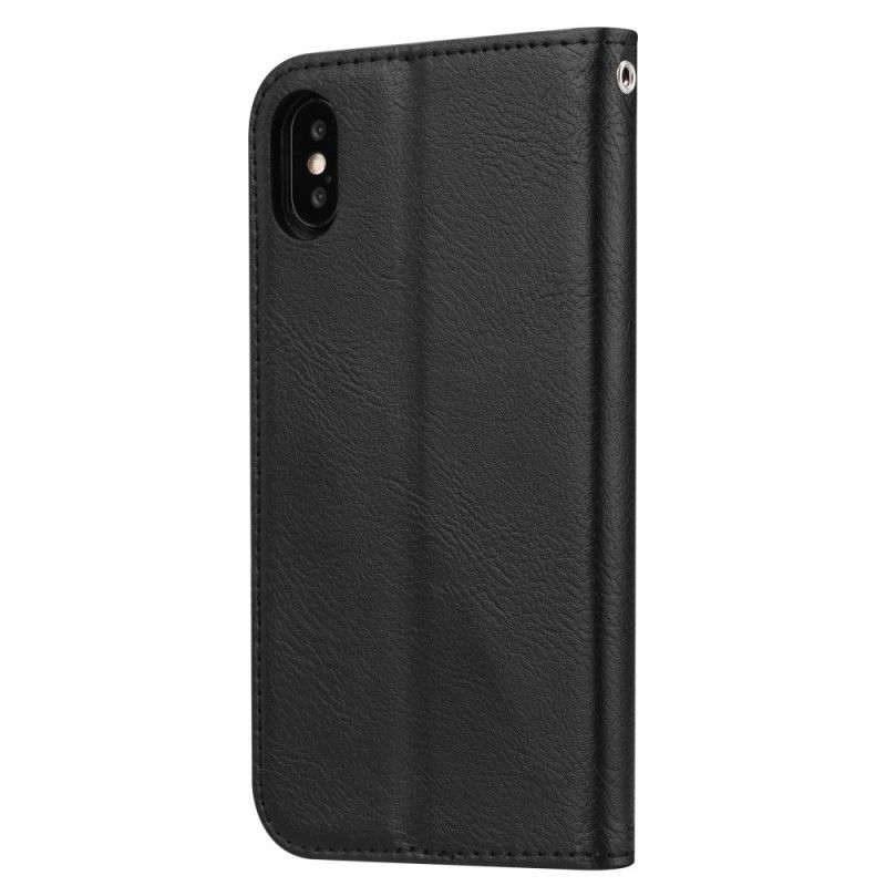 Flip Case iPhone XS Schwarz Kartenhalter Aus Kunstleder