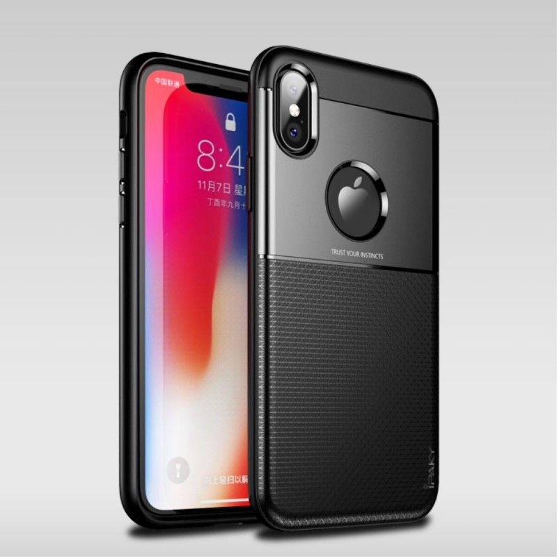 Hülle iPhone XS Braun Ipaky Kohlefaser