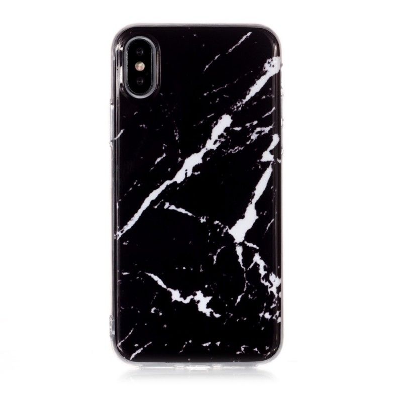 Hülle iPhone XS Handyhülle Schwarz-Weißer Marmor