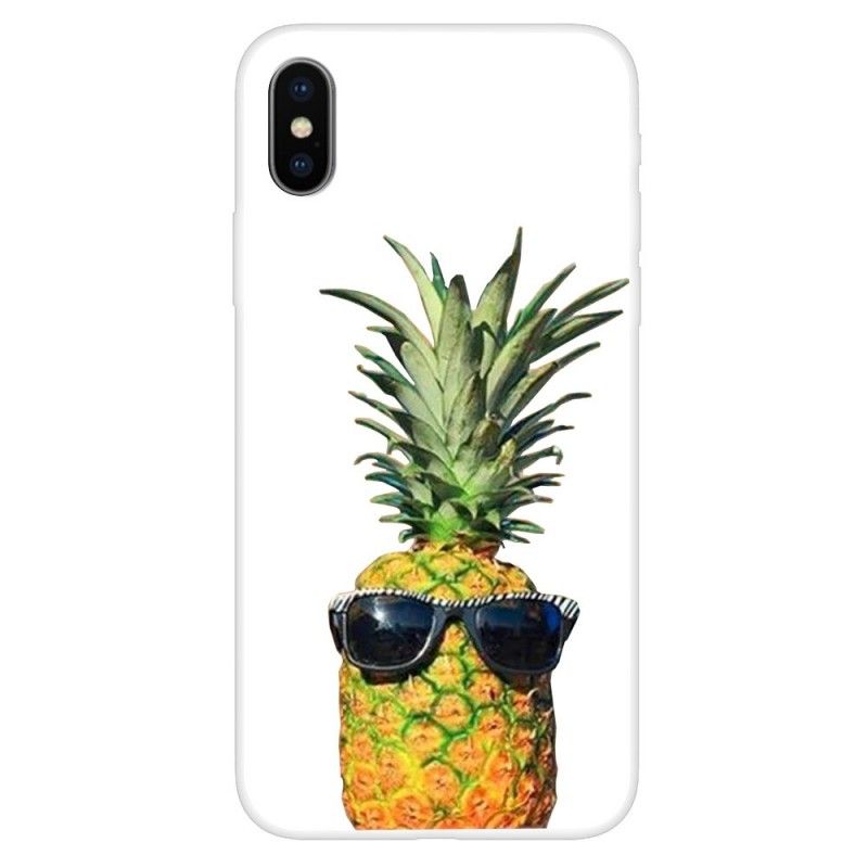 Hülle iPhone XS Handyhülle Transparente Ananas Mit Gläsern