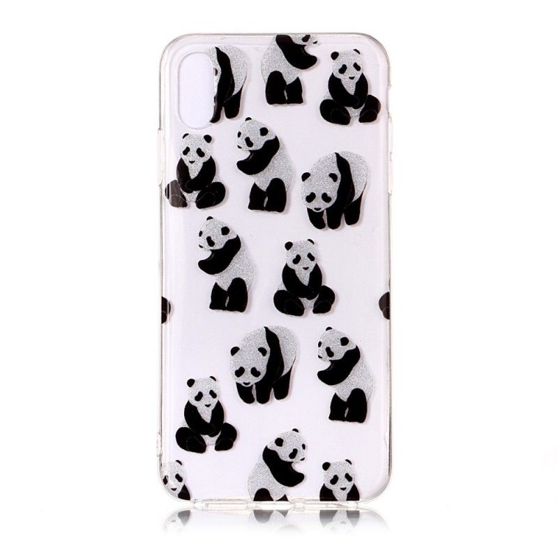 Hülle iPhone XS Handyhülle Transparente Glitzerpandas