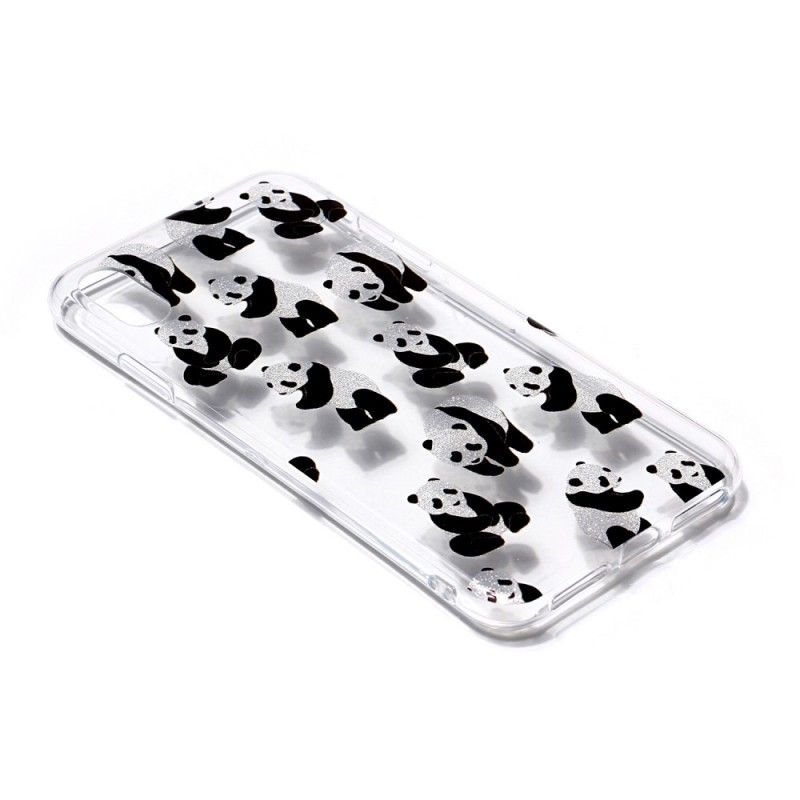 Hülle iPhone XS Handyhülle Transparente Glitzerpandas