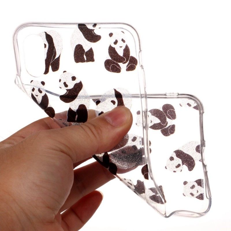 Hülle iPhone XS Handyhülle Transparente Glitzerpandas