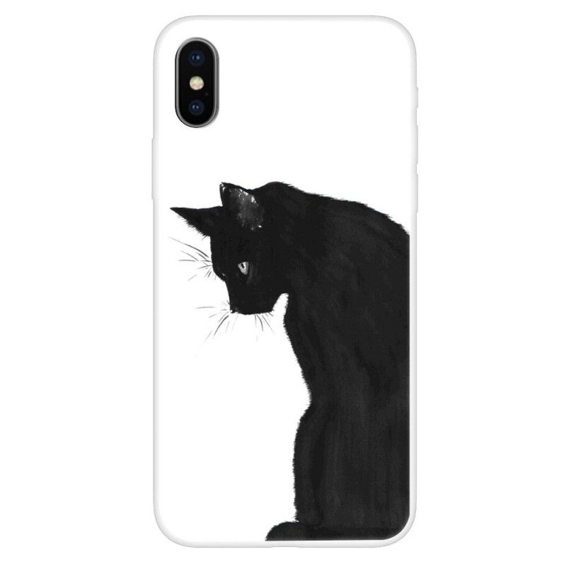 Hülle iPhone XS Nachdenkliche Schwarze Katze