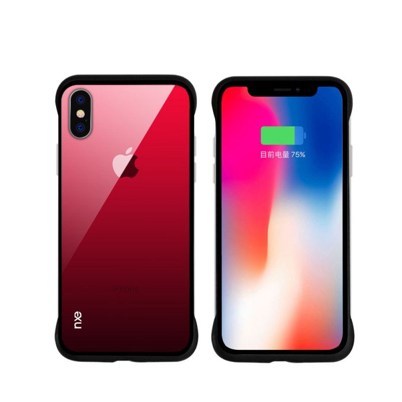Hülle iPhone XS Rot Handyhülle Nxe Gehärtete Glasfarben