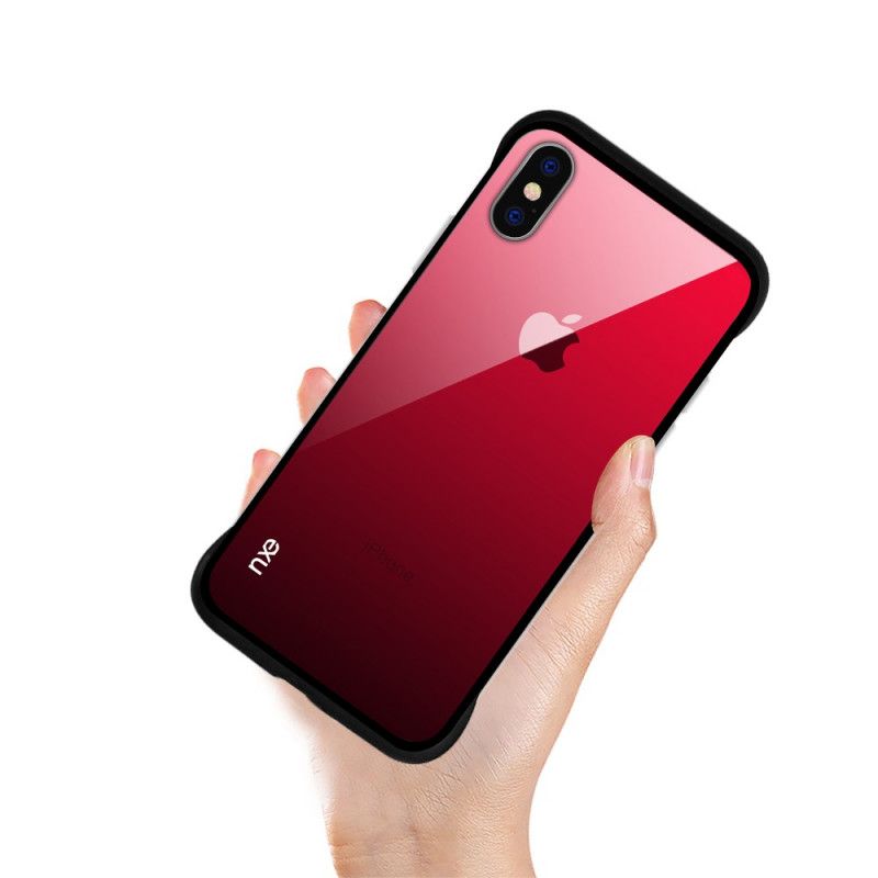 Hülle iPhone XS Rot Handyhülle Nxe Gehärtete Glasfarben