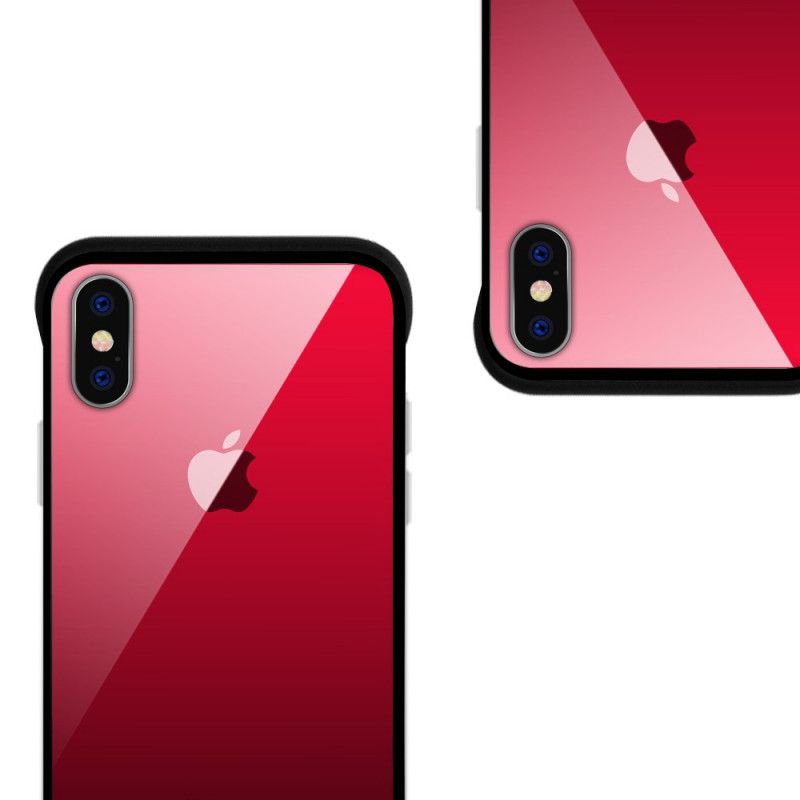 Hülle iPhone XS Rot Handyhülle Nxe Gehärtete Glasfarben