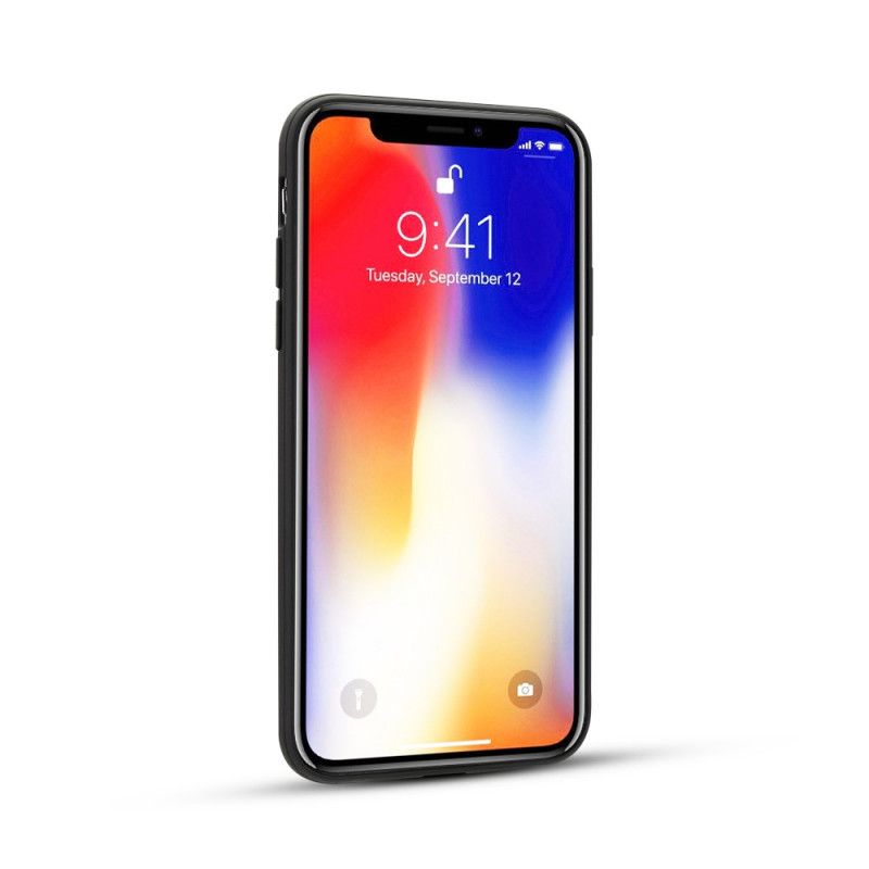 Hülle iPhone XS Schwarz Echtes Litschileder