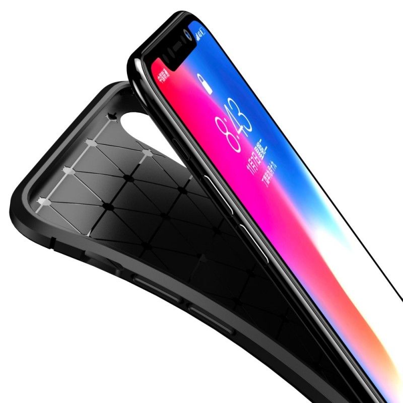 Hülle iPhone XS Schwarz Flexible Kohlefasertextur