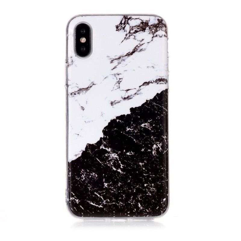 Hülle iPhone XS Weißer Und Schwarzer Marmor