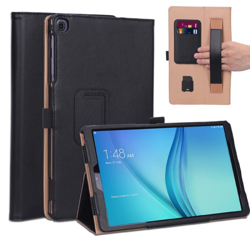 Case Samsung Galaxy Tab A 10.1 (2019) Schwarz Lederstil Mit Riemen
