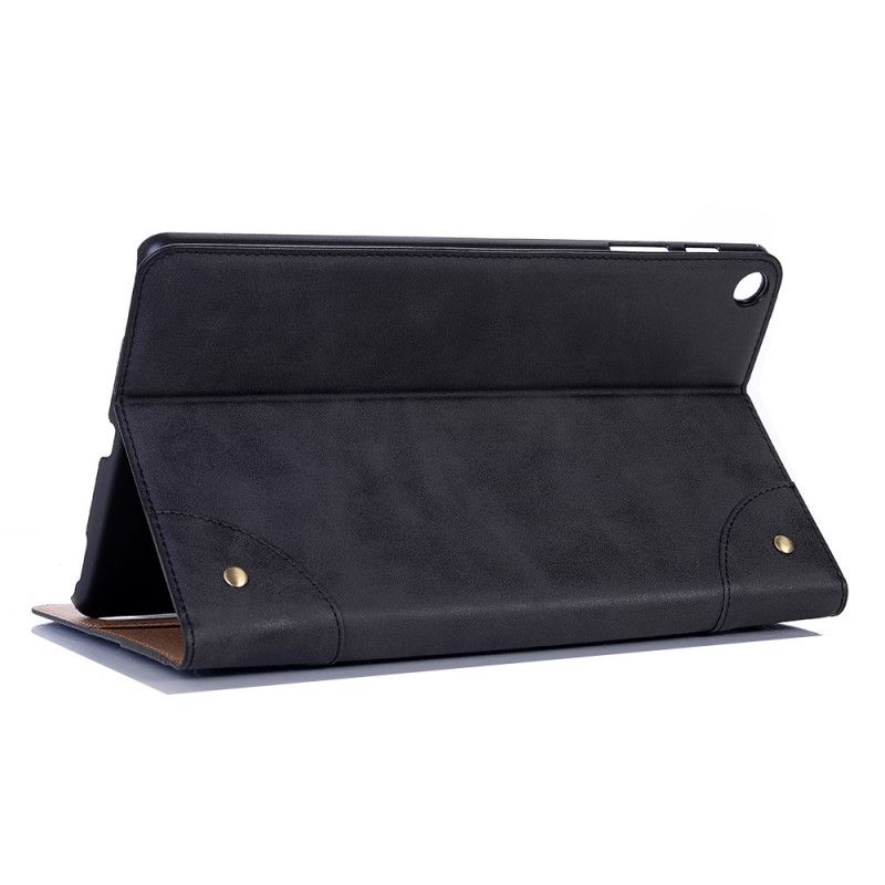 Case Samsung Galaxy Tab A 10.1 (2019) Schwarz Vintage Nieten Aus Kunstleder