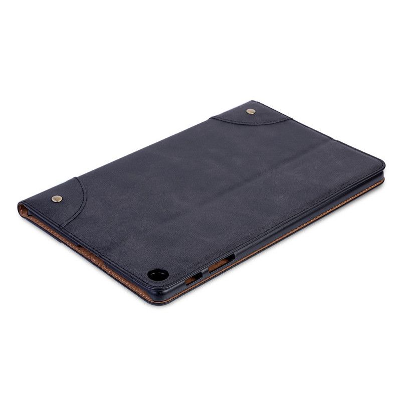 Case Samsung Galaxy Tab A 10.1 (2019) Schwarz Vintage Nieten Aus Kunstleder