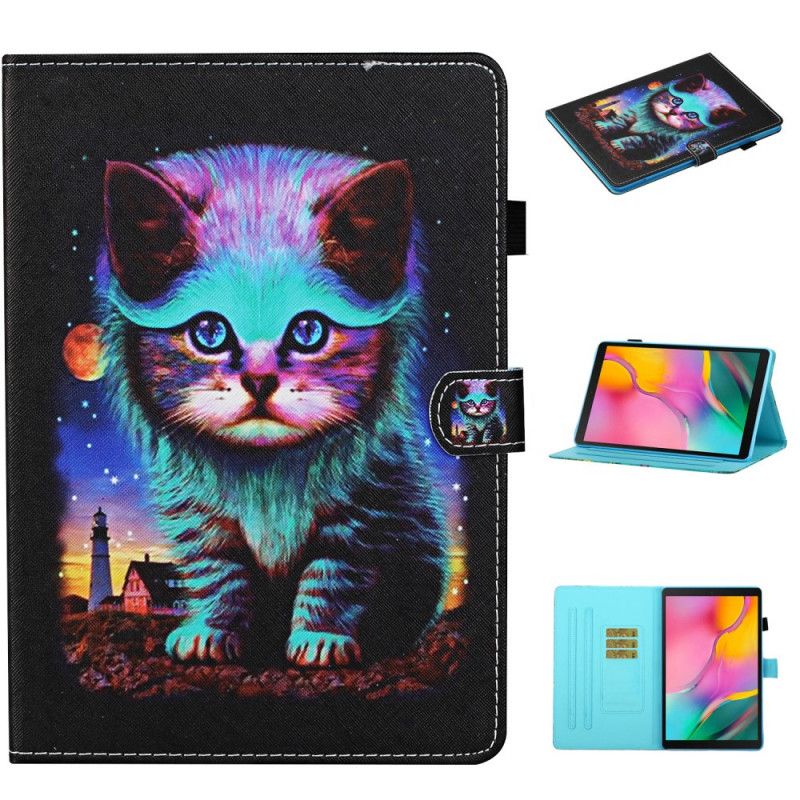 Lederhüllen Für Samsung Galaxy Tab A 10.1 (2019) Elektrische Katze