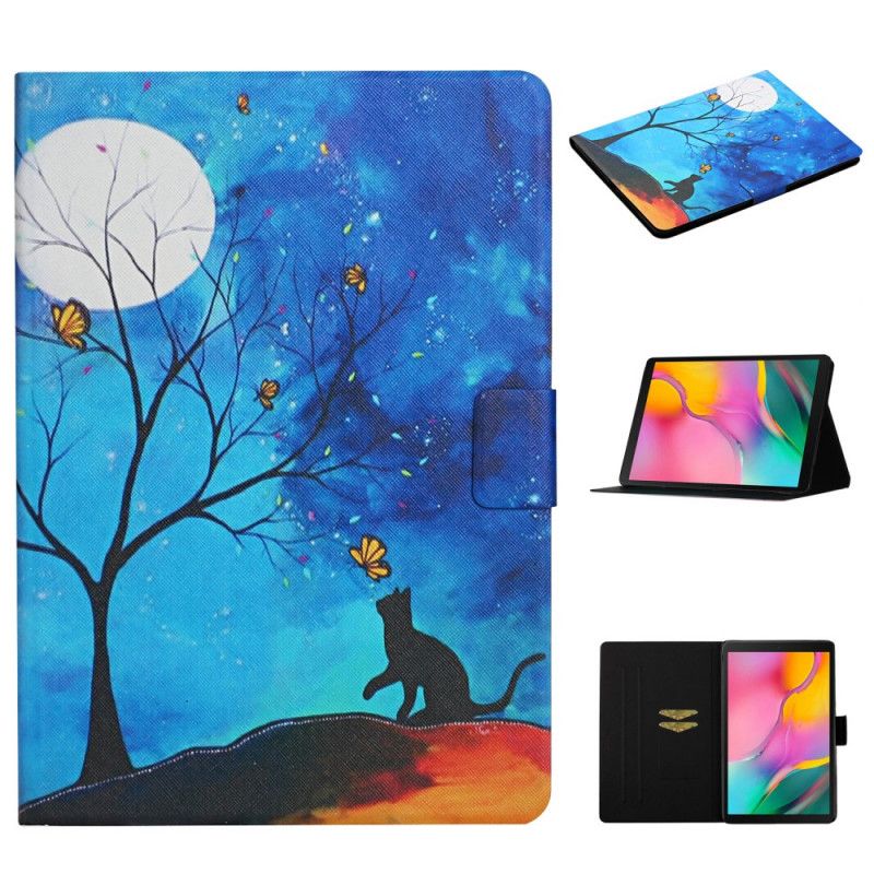 Lederhüllen Samsung Galaxy Tab A 10.1 (2019) Gelb Baum Mit Mond Und Sonne