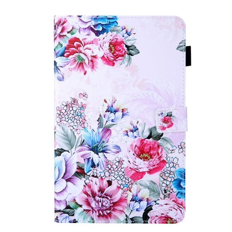 Lederhüllen Samsung Galaxy Tab A 10.1 (2019) Schwarz Handyhülle Blumenmuster